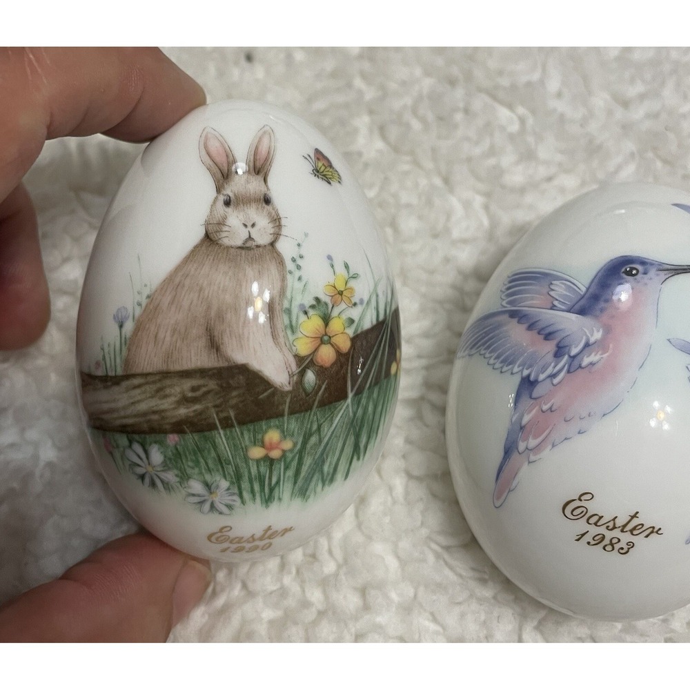 Two Noritake collectible bone China Easter Eggs 1983 1990 Thirteenth Twentieth